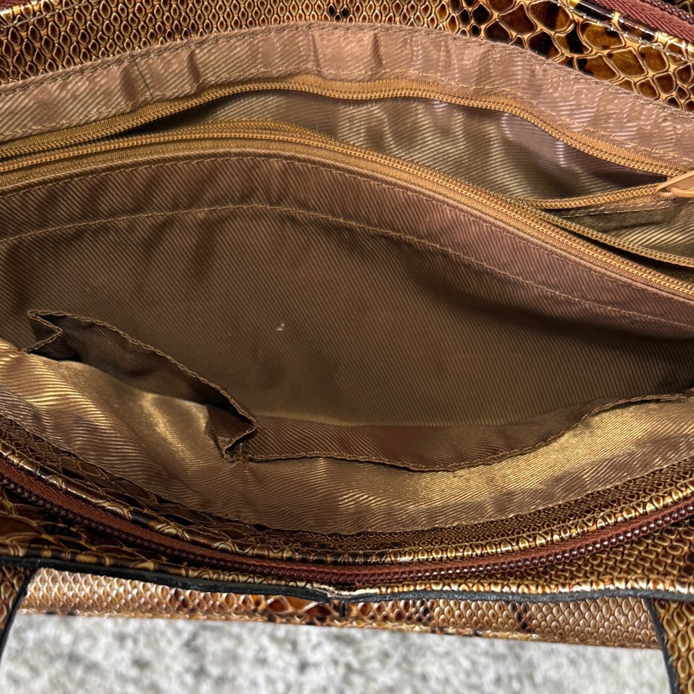 Vtg Y2K Brown Snake Print Women's Shoulder Bag Purse Neutral - Picture 7 of 10